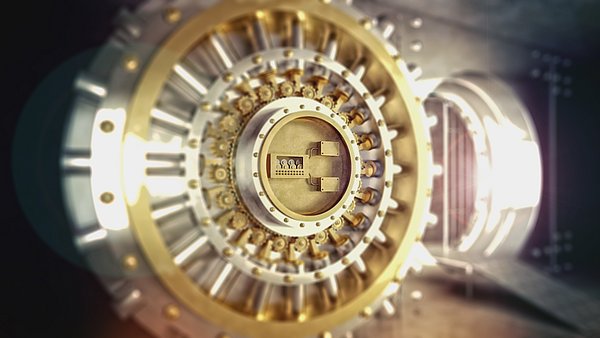 Bank vault with open door